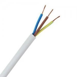 Zexum 0.75mm 3 Core Heat Flex Cable White Round 3183TQ - 50 Meter