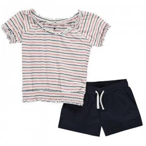 Crafted Junior Girls T-Shirt and Shorts Set - Orange Stripe