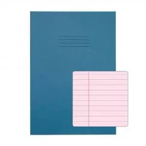 RHINO A4 Tinted Exercise Book 48 Pages 24 Leaf Light Blue with Pink