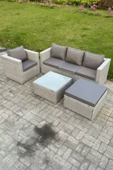 5 Seat Light Grey Lounge Outdoor PE Rattan Garden Furniture Set Wicker Sofa Set