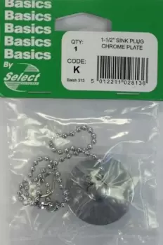 Select Hardware Sink Plug Chrome Plated 1 1/2"&Chain (1 Pack)