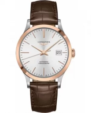 Longines Record Silver Dial Brown Leather Strap Mens Watch L2.821.5.72.2 L2.821.5.72.2