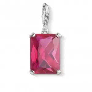 Sterling Silver Large Hot Pink Facet Charm Pendant 1834-011-10