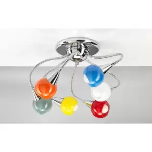 Flex 6 Light Multi Arm Semi Flush Ceiling Lamp, Multicolour