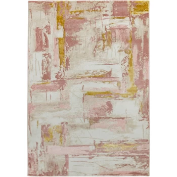Orion OR01 Decor Pink 200cm x 290cm Rectangle - Ivory and Multicoloured and Pink