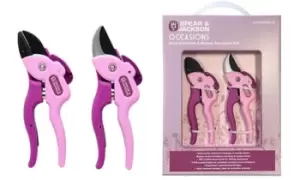 Spear & Jackson Gift Set of Pink Bypass & Anvil Secateurs