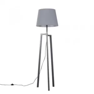 Augustus Grey Wood Tripod Floor Lamp with XL Grey Aspen Shade