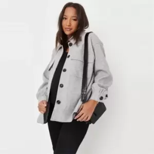 Missguided Maternity Button Up Collar Shacket - Grey
