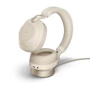 Jabra Evolve2 85 USB-C MS Stereo Wireless Headset in Beige with Desk Stand