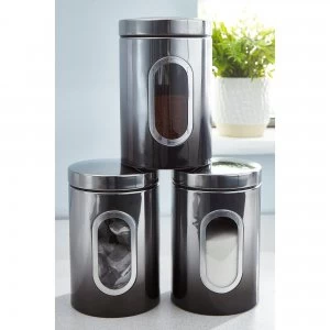Callisto Set of 3 Black Ombre Canisters