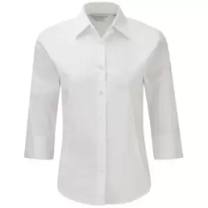 Russell Collection Ladies/Womens 3/4 Sleeve Easy Care Fitted Shirt (S) (White)