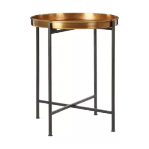 Brass Finished Small Side Table with Slim Metal Legs