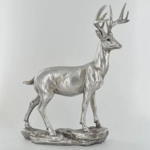 Antique Silver Large Stag Ornament