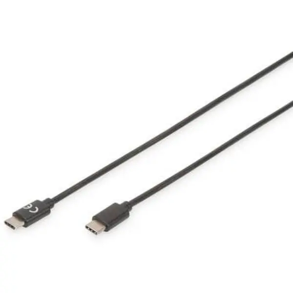 Digitus USB cable USB 2.0 USB-C plug, USB-C plug 3m Black Flexible, Metal foil shield, Braided shield, Shielded, double shielding, incl. USB AK-