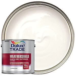 Dulux Trade Weathershield Quick Dry Exterior Satin Paint - Pure Brilliant White 2.5L