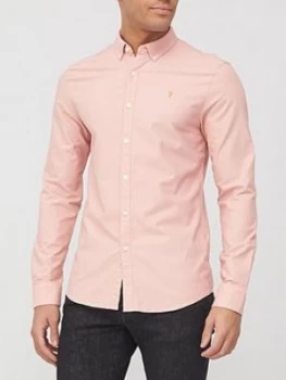 Farah Brewer Slim Long Sleeve Shirt - Blush, Size 2XL, Men