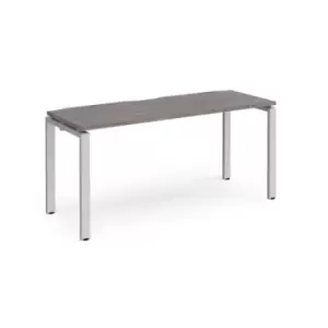 Adapt starter unit single 1600mm x 600mm - silver frame and grey oak top