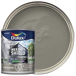Dulux Weathershield Multi Surface Quick Dry Warm Graphite Satin Paint 750ml