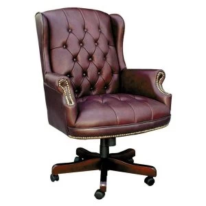 Teknik Chairman Leather Swivel Chair - Burgundy