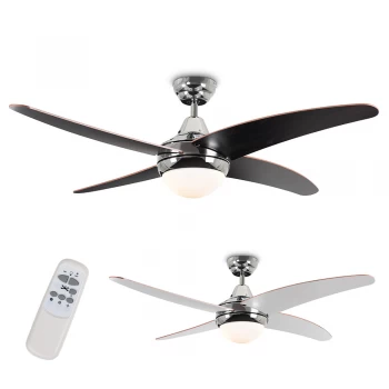 Apache Chrome / Wood 48 Ceiling Fan With Remote Control