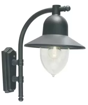Como 1 Light Outdoor Fisherman Dome Wall Lantern Light Black IP54, E27