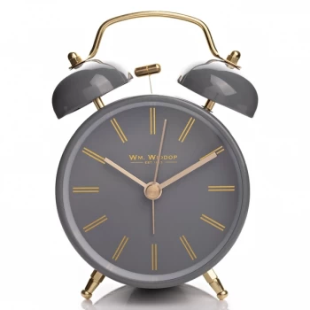 Wm. Widdop Double Bell Alarm Clock - Dark Grey