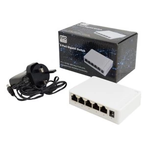 Evo Labs 5 Port 10/100/1000 Gigabit Switch UK Plug