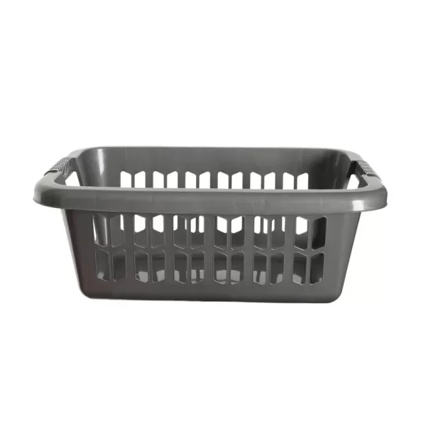 Whitefurze Easy Grip Rectangular Laundry Basket, Silver