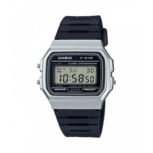 Casio F-91WM-7AEF Casual Digital Watch with Black Rubber Strap & Silver Plated Case