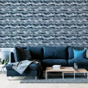 Arthouse Painted Canvas Navy Wallpaper - wilko