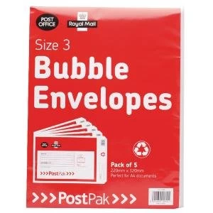 Post Office Postpak Size 3 Bubble Envelopes Pack of 40 41631