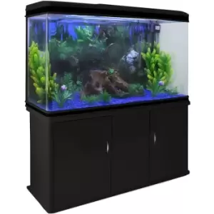 Monstershop - Aquarium Fish Tank & Cabinet with Complete Starter Kit - Black Tank & Blue Gravel - Black