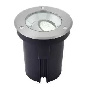 Hoxton Outdoor Recessed Ground Light Cool White IP67 10.5W Matt Black Paint & Brushed Stainless Steel