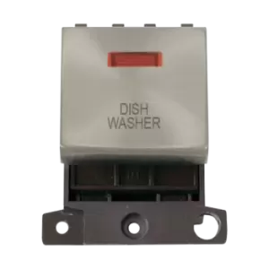 Click Scolmore MiniGrid 20A Double-Pole Ingot & Neon Dishwasher Switch Satin Chrome - MD023SC-DW