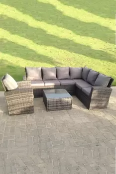7 seater high back mixed rattan corner sofa set chair square coffee table outdoor furniture