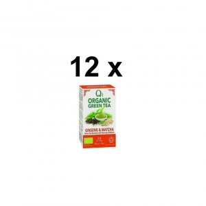 12 x Qi Organic Green Tea Ginseng & Matcha 20Pk *Total 240 Bags* BBE 29/06/20