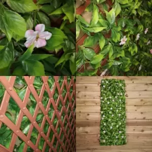 100cm x 200cm PE Backed Artificial Fence garden Trellis Privacy Screening Indoor Outdoor Wall Panel - Japanese Cherry