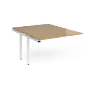 Bench Desk Add On 2 Person Rectangular Desks 1200mm Oak Tops With White Frames 1600mm Depth Adapt