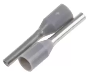 Weidmuller Insulated Crimp Bootlace Ferrule, 8mm Pin Length, 1.2mm Pin Diameter, 0.75mm Wire Size, Grey