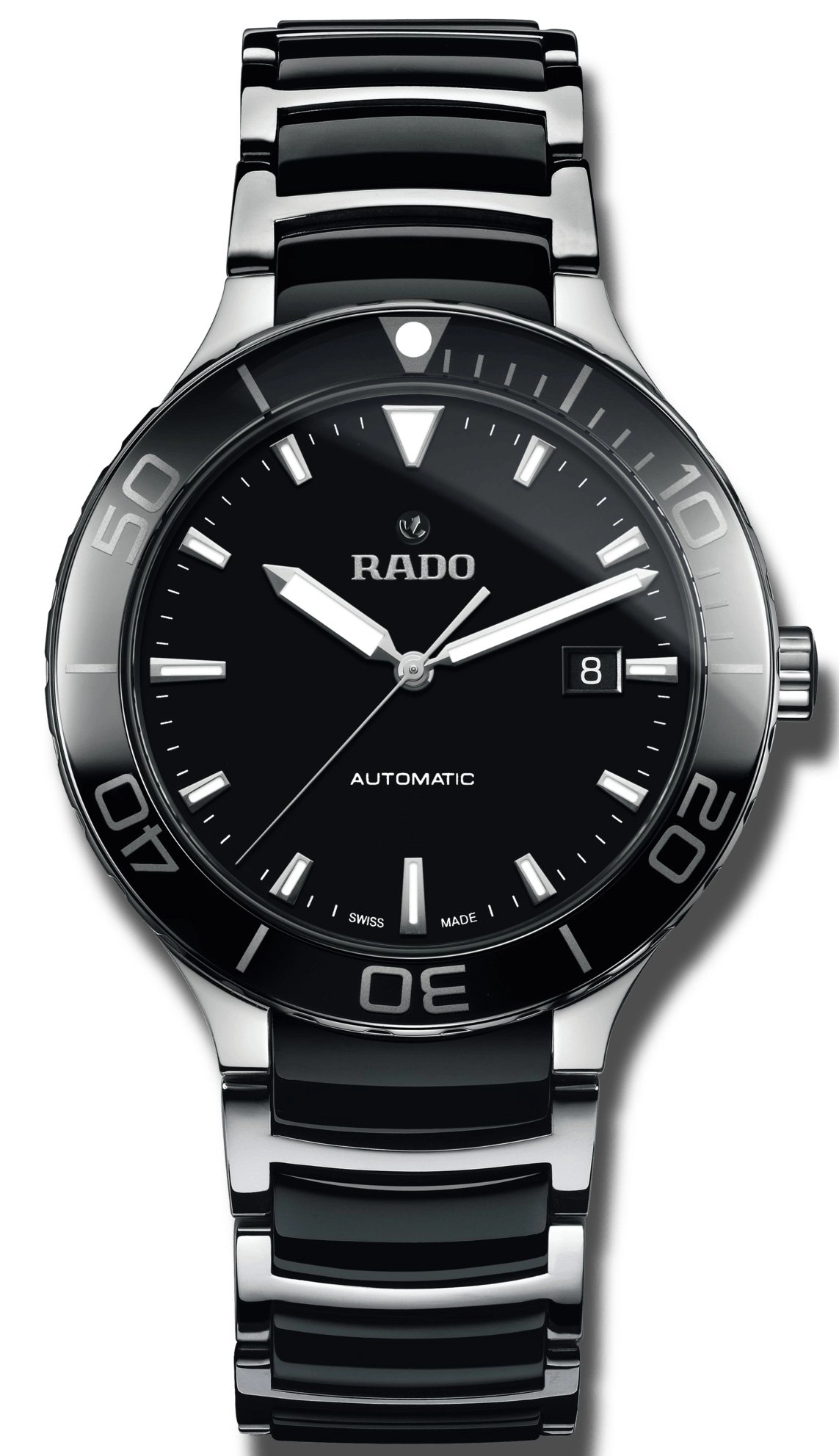 Rado Centrix Automatic Mens watch - Water-resistant 10 bar (100 m), Stainless steel, black