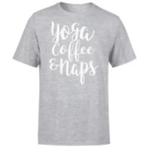 Yoga Coffee and Naps T-Shirt - Grey - 4XL