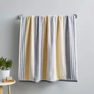 Catherine Lansfield Kelso Stripe Soft & Absorbent 100% Cotton 450gsm Hand Towel, Ochre