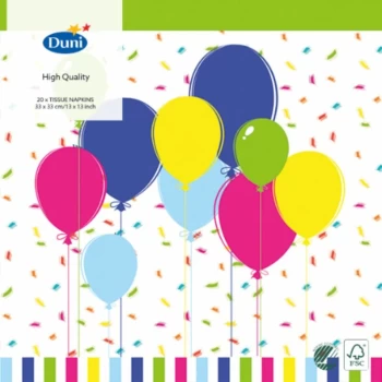Balloons & Confetti Napkins - 33cm 3ply - 20s - 85827 - Duni