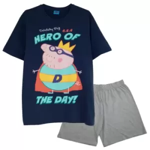 Peppa Pig Mens Hero Of The Day Short Pyjama Set (S) (Navy/Heather Grey)