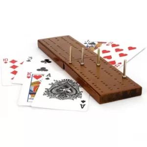 Toyrific Wooden Cribbage Board & Playing Cards Traditional Card Game Set