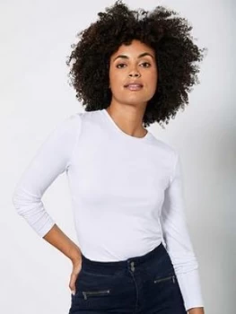 Mint Velvet Crew Neck Long Sleeve Top - White, Size S, Women