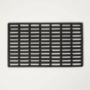 Black Grid Rubber Door Mat 61 x 38cm - Black - Homescapes