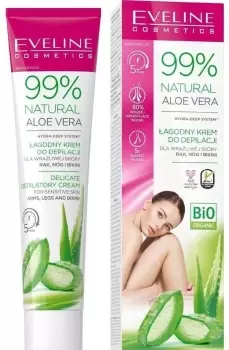 Eveline 99% Natural Aloe Vera Depilatory Cream For Arms & Legs & Bikini 125 ml