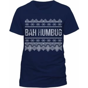 Christmas Generic - Bah Humbug Unisex Large T-Shirt - Blue