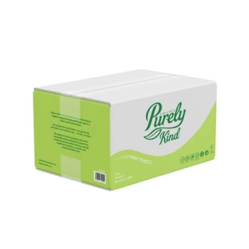 Purely Kind Hand Towels V Fold 2Ply Plastic Free Packaging FSC White (
